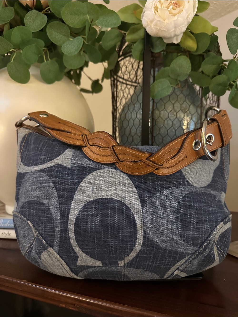 Coach Signature Jumbo C Tonal Denim Hobo Bag - Picture 5 of 16
